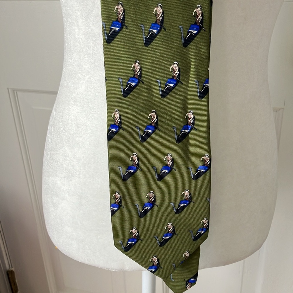 Italian silk gondola print tie Italy earth tones